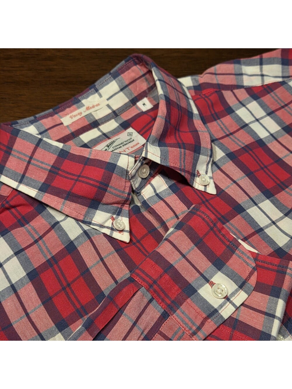 GANT Rugger "Vacay Madras" Men's Long Sleeve Button-Down Shirt Medium